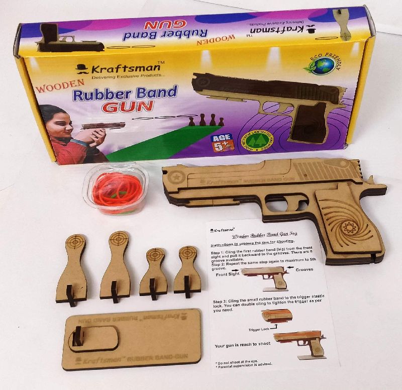 KR015B Wooden & Rubber Band Shooting Gun Toys