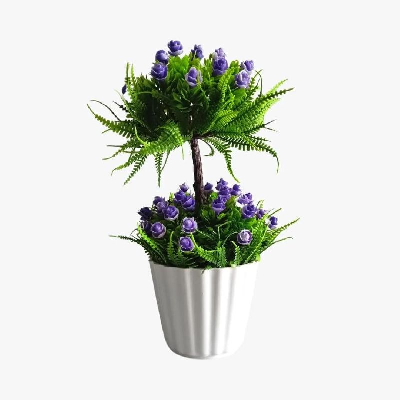 Artificial Plant Bonsai With Beautiful Purple flowers & Ferns
