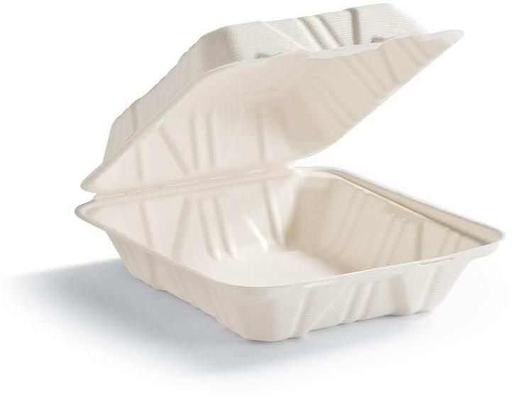 8x8 Bagasse Clamshell Container