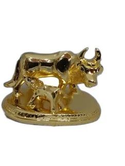 Gold Plated Cow and Calf Statue