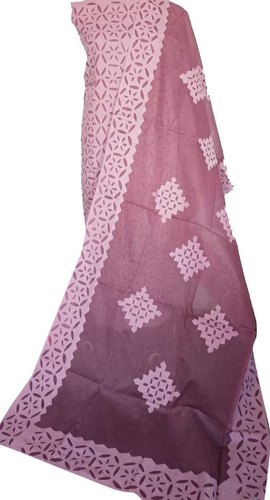 Pink Applique Work Cotton Sarees