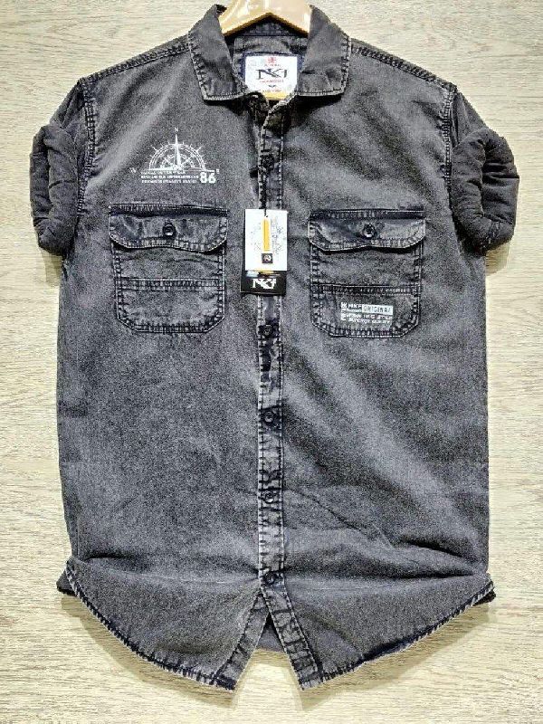 Mens Black Denim Shirt