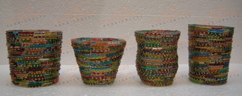 Glass Mosaic Votive and Flower Pots