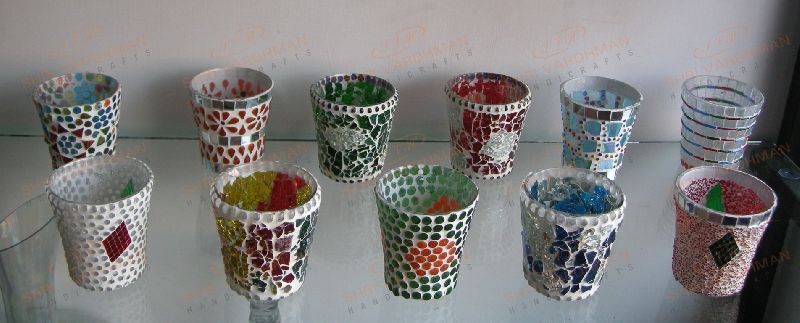 Mosaic Glass Votive T-Light Holder