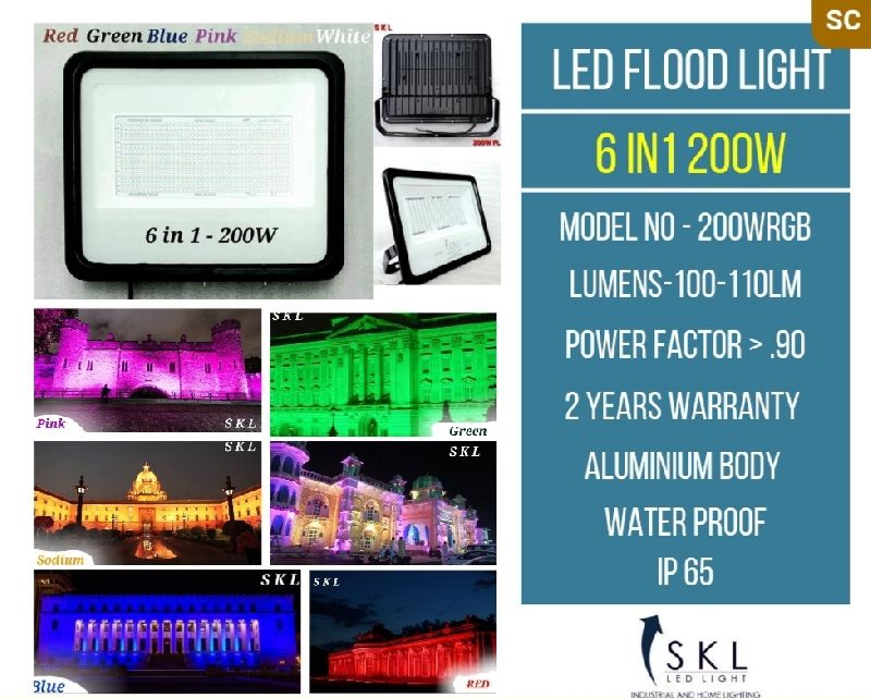 6 In 1 RGB LED Flood Light