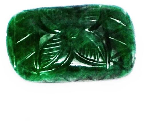 Carved Cushion Cut Emerald Gemstone