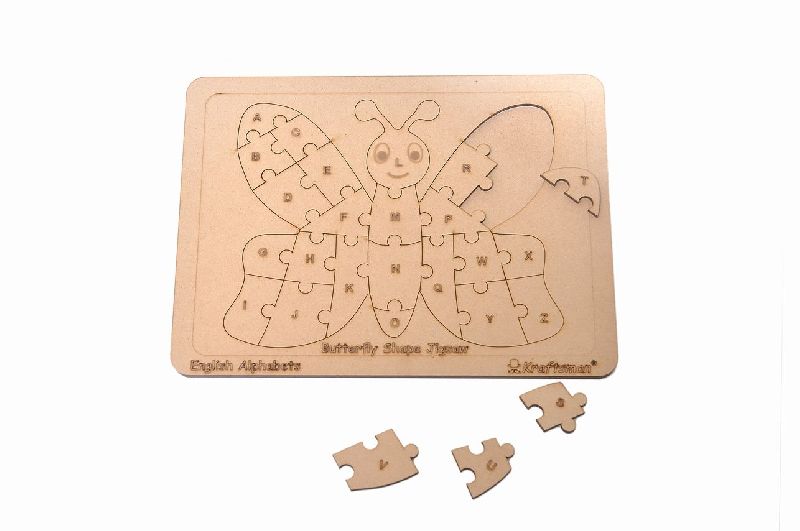 Wooden English Alphabet Butterfly Shaped Jigsaw Puzzle