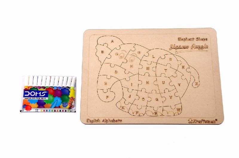 Wooden English Alphabet Elephant Shaped Jigsaw Puzzle