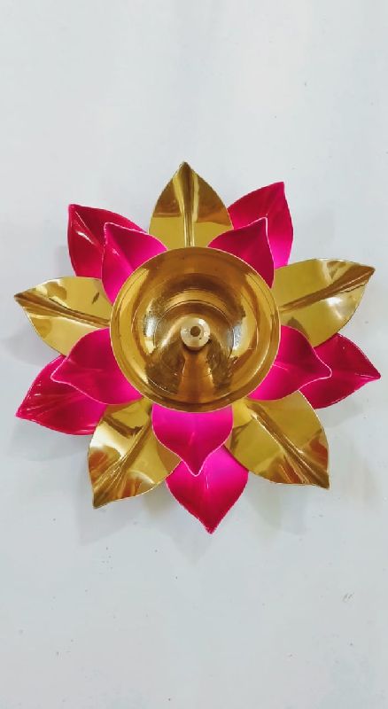 Brass coloured diya | lotus diya