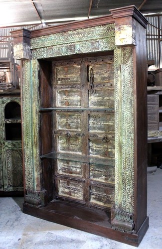 Old Door Carved Bookshelf