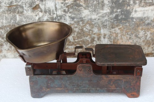 Vintage Weighing Scale with Brass Bowl