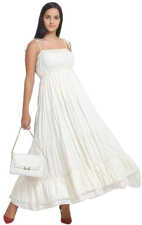 Cotton Bamboo White Long Dress
