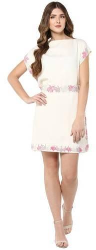 Ladies White Woolen Toga Dress