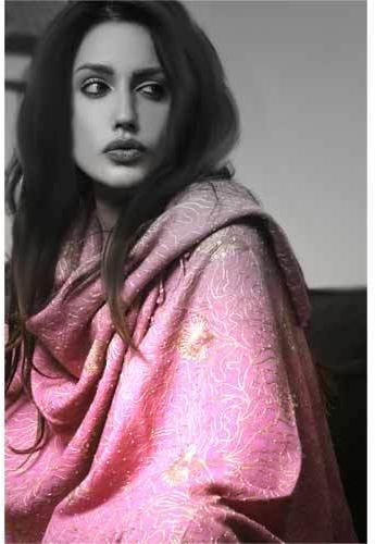 Pink Embroidered Pashmina Shawl
