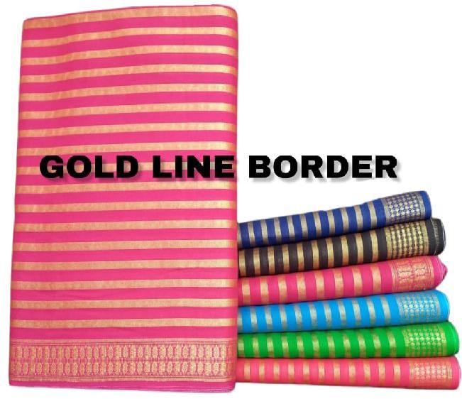 Gold Line Border Blouse Fabric