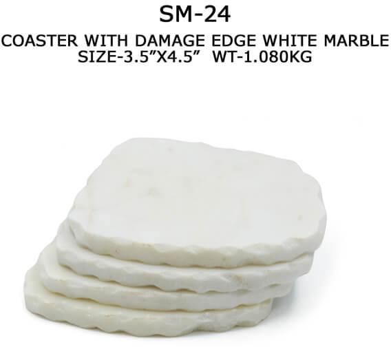 Damage Edge White Marble Coaster