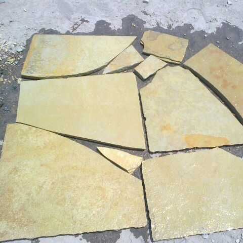 Tandur Yellow Limestone Irregular Size Flagstone Slabs