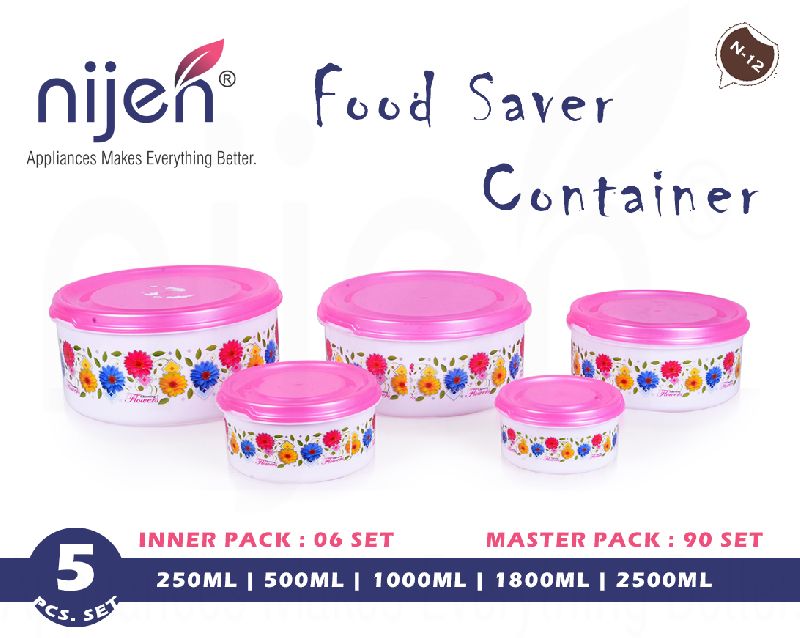 5 Pcs Plastic Food Saver Container Set
