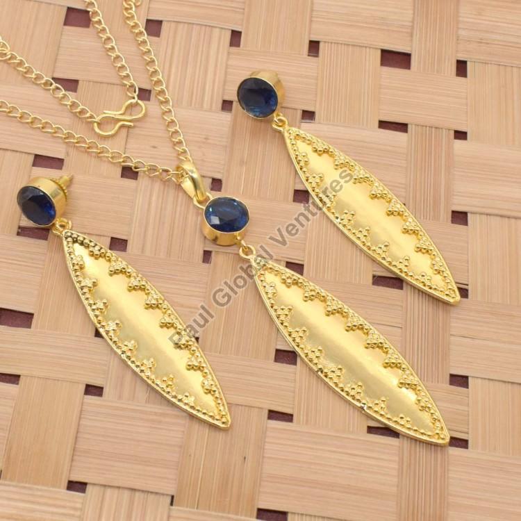 Latest Iolite Quartz Gold Plated Necklace set