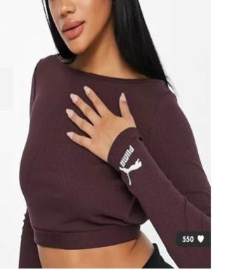 Cotton Seamless Crop Long Sleeve Top