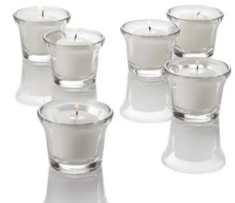 White Cylindrical Shaped Glass Candle Set