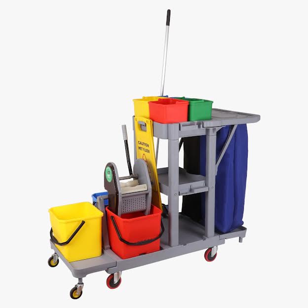 Triple Bucket Multifunctional Janitorial Cart