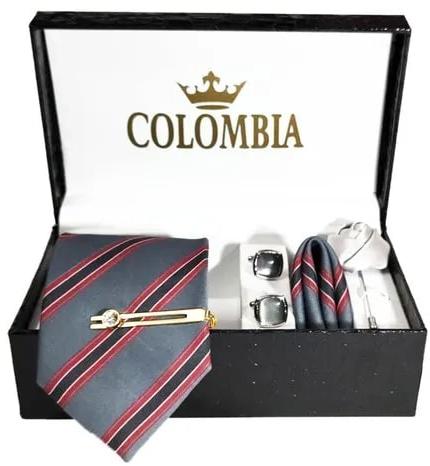 Grey Striped Necktie Set
