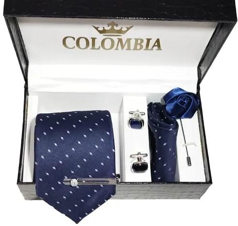 Navy Blue Polka Dotted Necktie Set