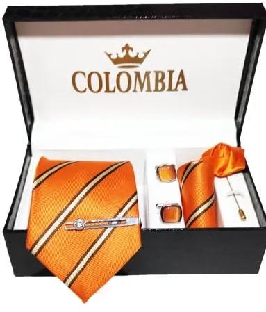 Orange Striped Necktie Set