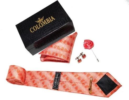 Peach Paisley Necktie Set