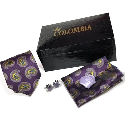 Purple Paisley Necktie Set