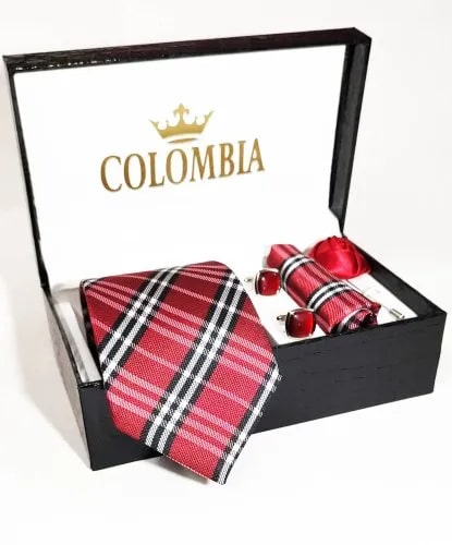 Red Check Necktie Set