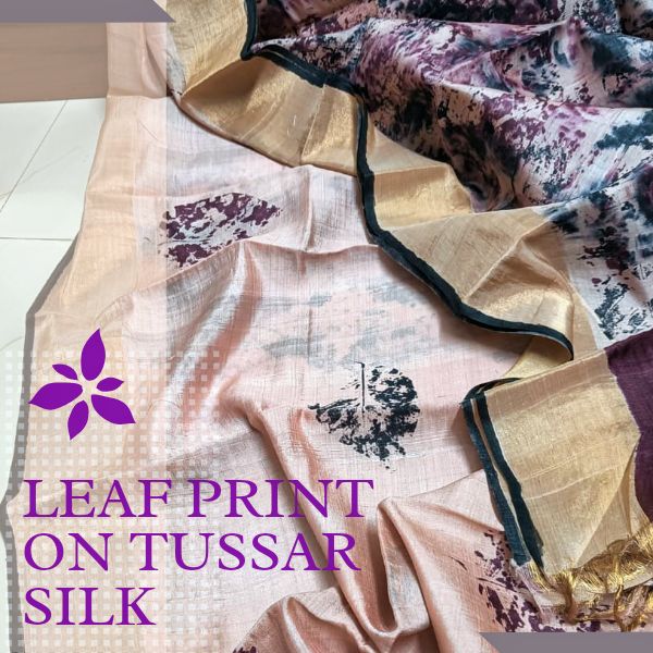 Leaf Printed Tussar Silk Saree