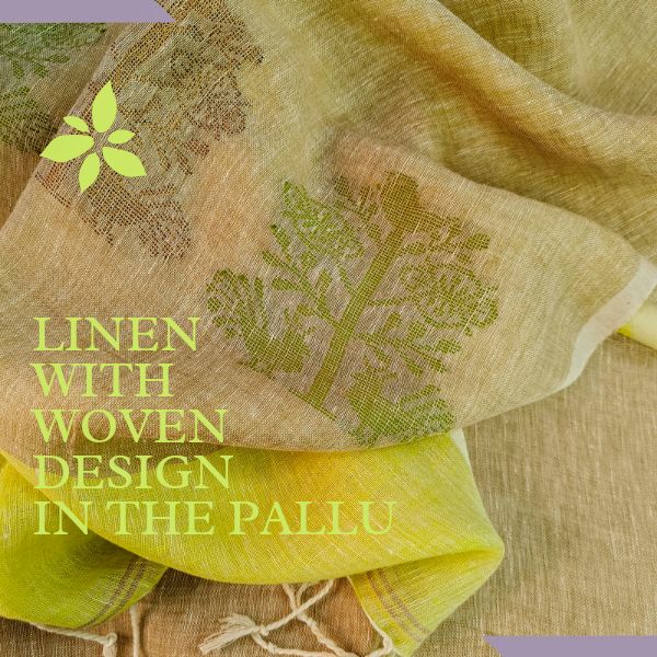 Linen Saree with Woven Design Pallu