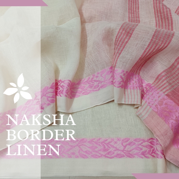 Naksha Border Linen Saree