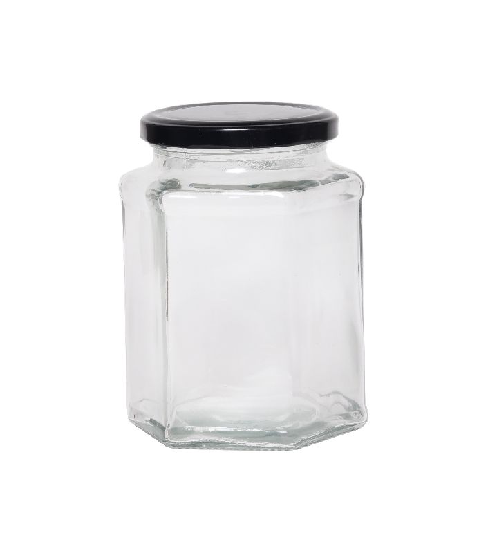 750 ML HEXAGONAL GLASS JAR
