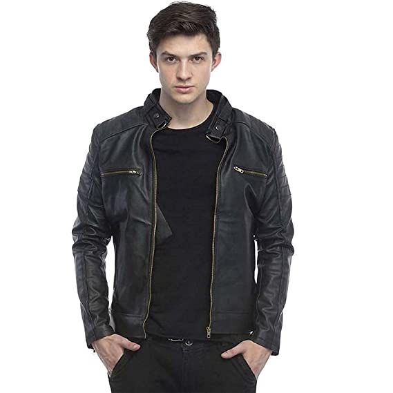 Cafe Racer Brown Leather Jacket - Mens Genuine Leather Jackets