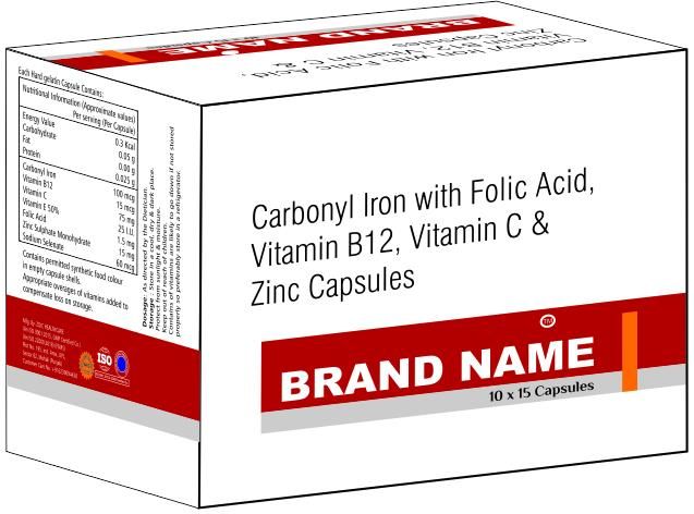 Carbonyl Iron with Folic Acid, Vitamin B12, Vitamin C & Zinc Capsules