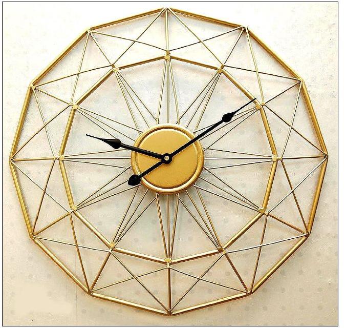 Geometric Golden Polygon Wall Clock