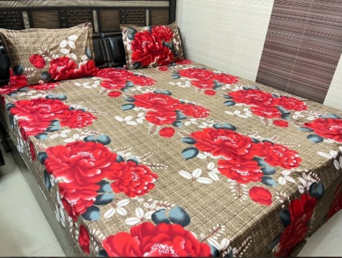 Love Print Velvet Queen Size Double Bed Sheet