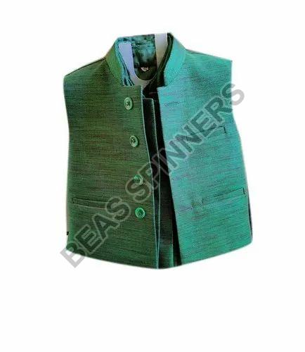 Kids Green Khadi Ethnic Wear Modi Jacket