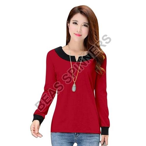 Ladies Casual Full Sleeve Cotton T-shirt