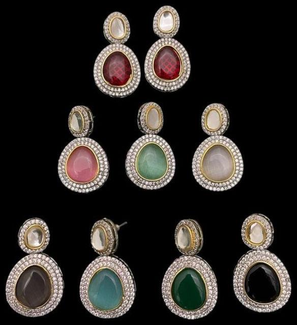 Round Multicolor Brass Earrings