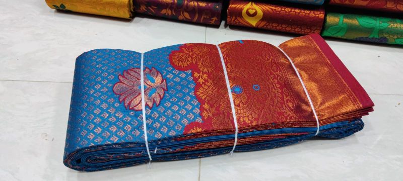 Kubera korvai bridal semi silk saree – www.