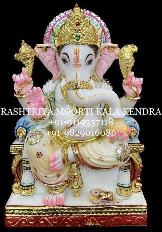 15 Inch Marble Ganesh Statue