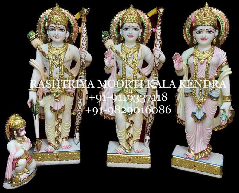 36 Inch Coloured Marble Ram Darbar Statue