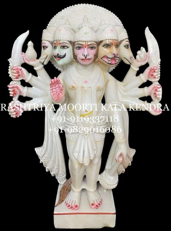 5 Mukhi Marble Hanuman Statue