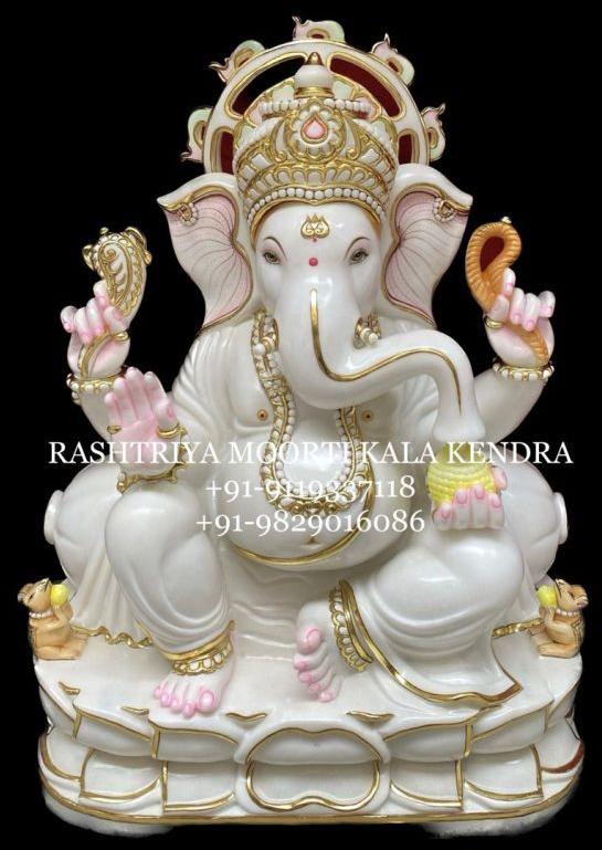 Hand Painted Marble Ganesha Statue