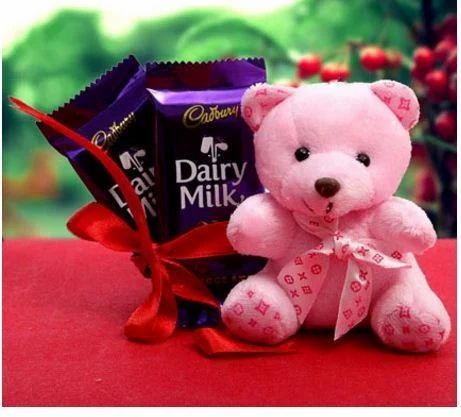 Pink Teddy Bear & Chocolate Gift Hamper
