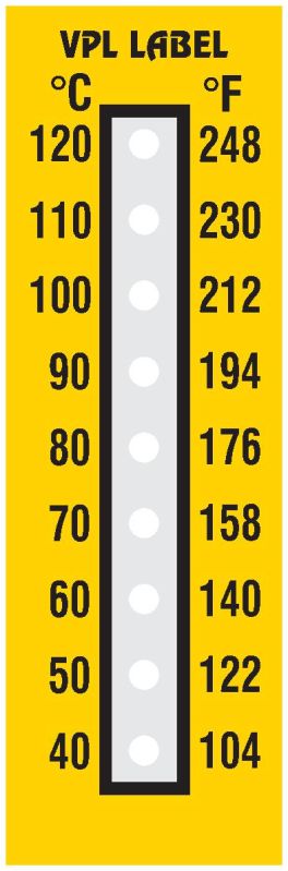 Nine Step Temperature Indicator Label